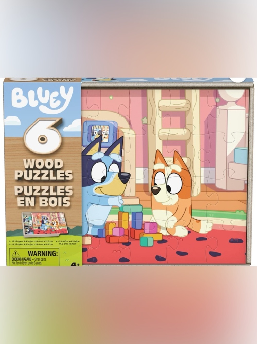 Bluey, 6 Jigsaw Puzzles in Wooden Storage Box, Ages 3+